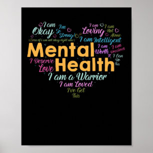 Ökad medvetenhet om psykisk hälsa Hjärtdepression Poster