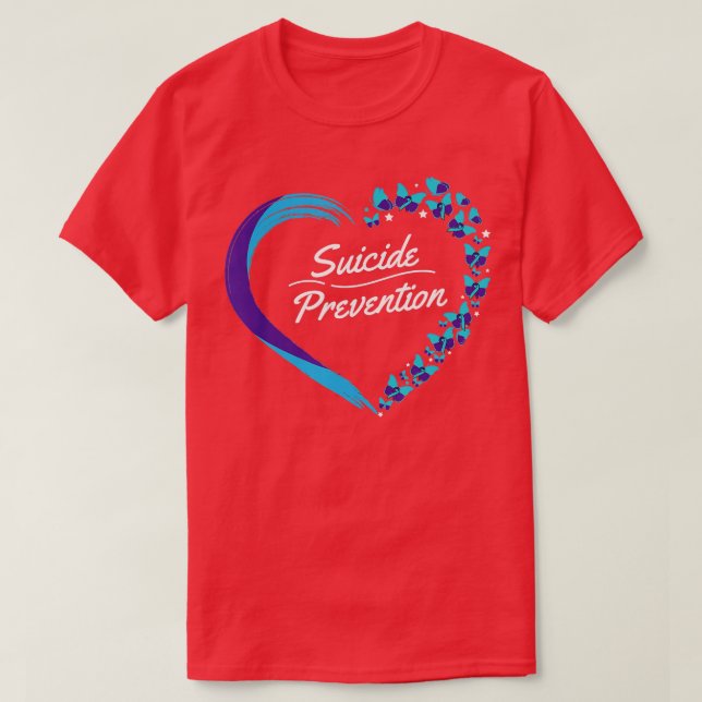 Ökad medvetenhet om psykisk hälsa hos fjäril Heart T Shirt (Design framsida)