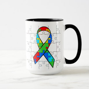 Ökad medvetenhet Ribbon Heart Puzzle Delarare Mugg