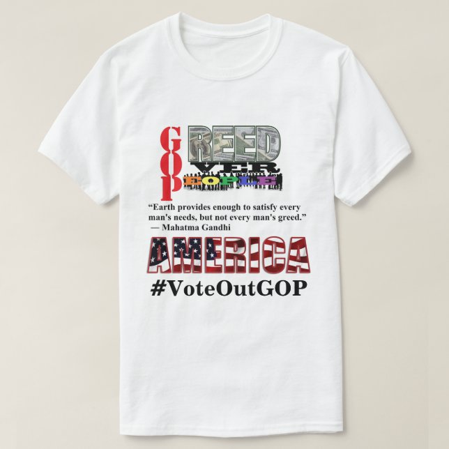 ÖKAD ÖVER MÄNNISKOR AMERIKA Rösta ut GOP T Shirt (Design framsida)