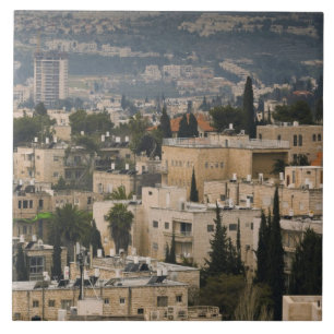 Ökad stadsvy från Jerusalem YMCA torn Kakelplatta
