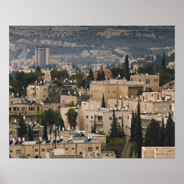 Ökad stadsvy från Jerusalem YMCA torn Poster (Framsidan)