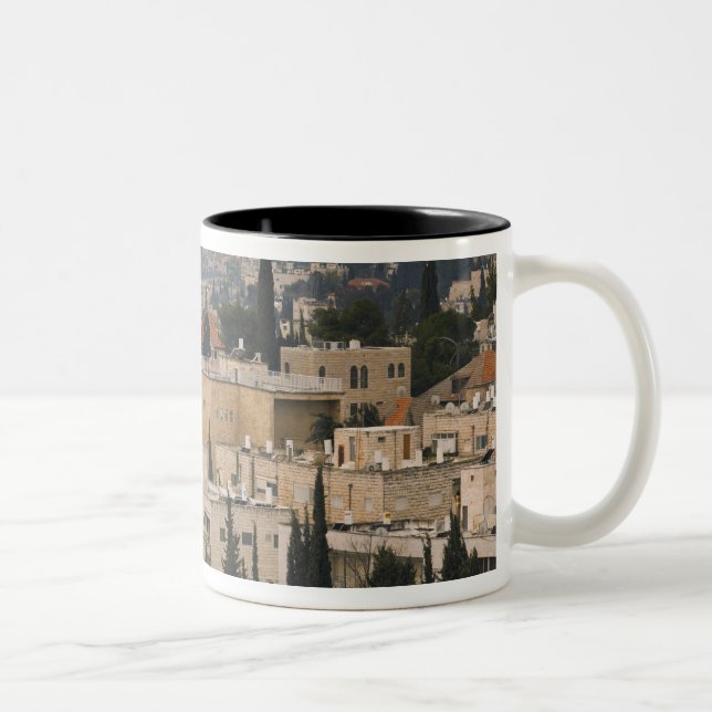 Ökad stadsvy från Jerusalem YMCA torn Två-Tonad Mugg (Höger)