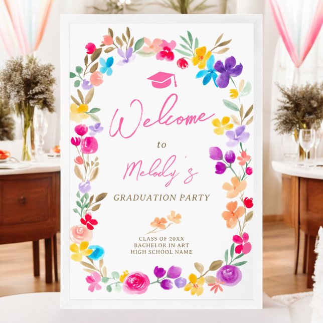 Ökad studenten av vildblommor poster (Garden wildflowers meadow welcome graduation poster)