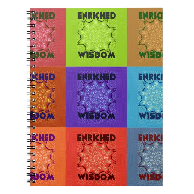 Ökad visdom: Färgfull Mandala Art Anteckningsbok Med Spiral (Framsidan)