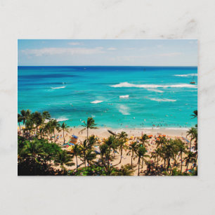 Ökad vy av Waikiki Beach Scene, Honolulu 2 Vykort