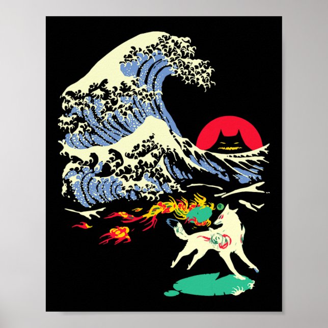 Okami Amaterasu Sol God Varg Underbar Wave Video Poster (Framsidan)