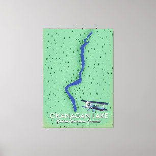 Okanagan Sjö British Columbia Kanada karta Canvastryck
