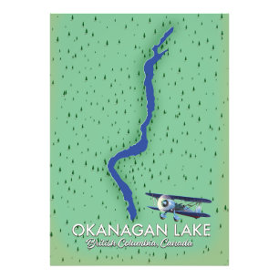 Okanagan Sjö British Columbia Kanada karta Fototryck