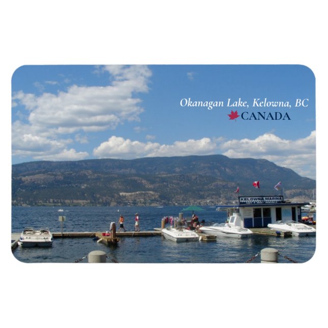 ©Okanagan Sjö, Kelowna Marina, BC Kanada Magnet (Horisontell)