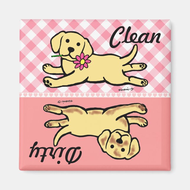 Okänd Gult Labrador Puppy Dishwasher Magnet (Framsidan)