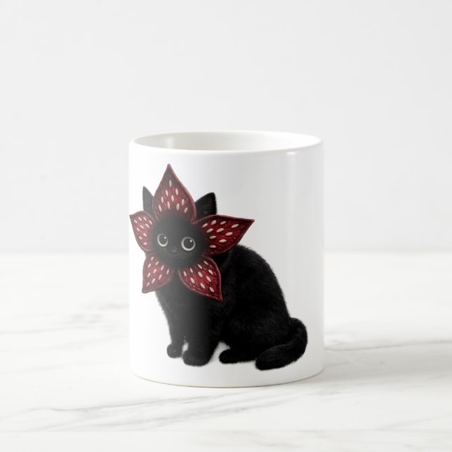 Okänd monster svart katt | Mörk fantasy katt konst Kaffemugg (Center)