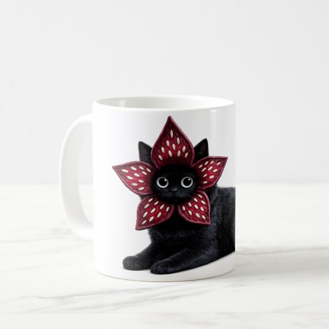 Okänd monster svart katt | Mörk fantasy kattkonst  Kaffemugg (Framsida vänster)