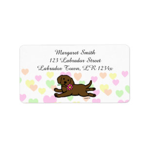 Okänd Tecknad för Chocolate Labrador Puppy Adressetikett