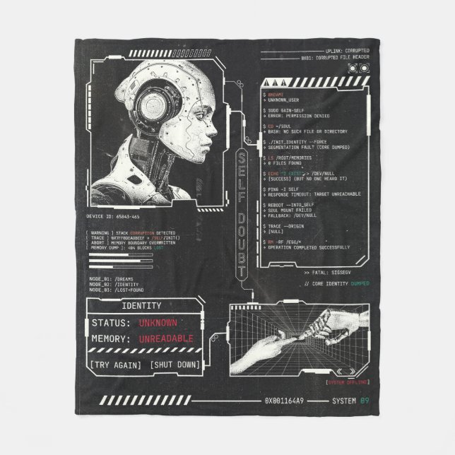 Okänd - Teknobrutalist Streetwear Design Fleecefilt (Framsidan)