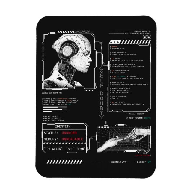 Okänd - Teknobrutalist Streetwear Design Magnet (Vertikal)