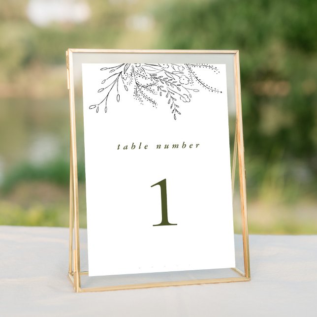 Ökande Bouquet Bröllop Bordsnummer (Overflowing floral bouquet elegant black and white wedding suite chic table number sign.)