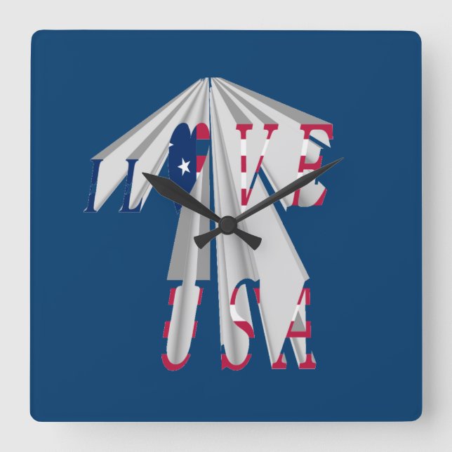 Ökande patriotism: I Kärlek USA: s perspektiv Art Fyrkantig Klocka (Framsida)