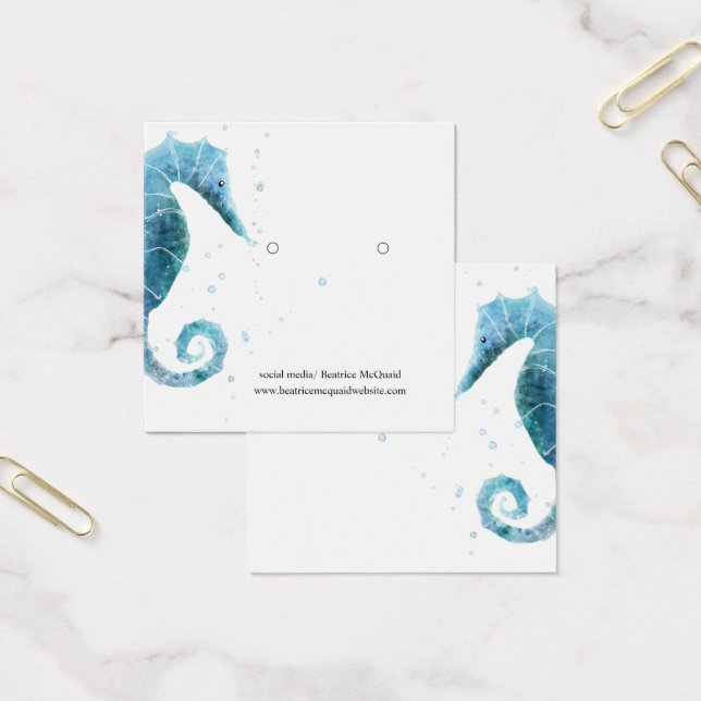 Ökande Visning | Cute Blue Sea Horse Fyrkantigt Visitkort (Kontor)