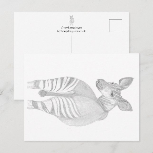 Okapi, afrikanskt vilda djur vykort (Fram/baksida)