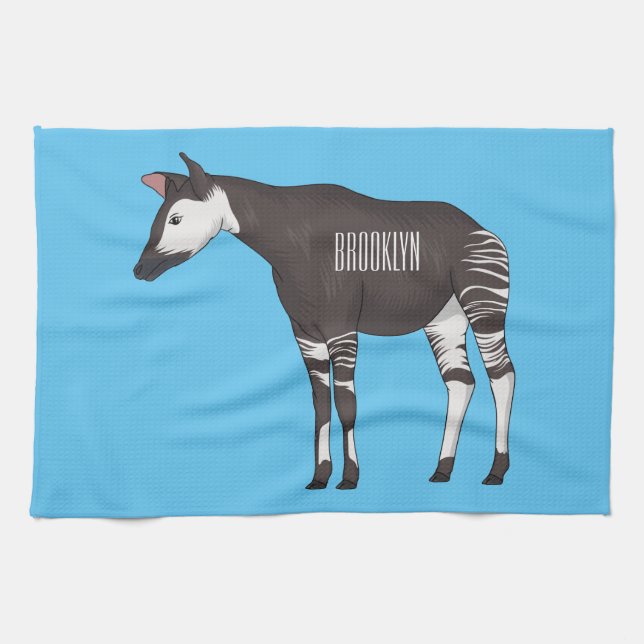 Okapi cartoon illustration  kökshandduk (Horisontell)