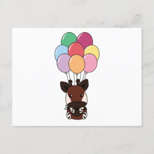Okapi flyger upp med färgstarka ballonger vykort