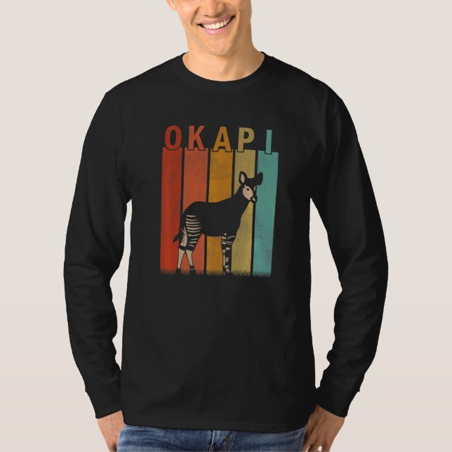 Okapi i nöd  Män Kvinnor Barn Söt Okapi Retro T Shirt (Framsida)