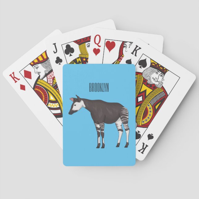 Okapi-illustration av tecknad casinokort (Baksidan)