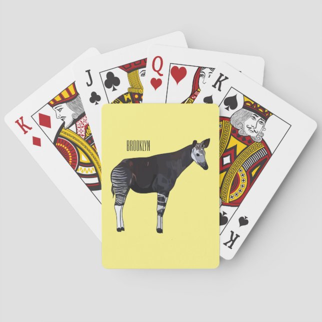 Okapi-illustration av tecknad casinokort (Baksidan)