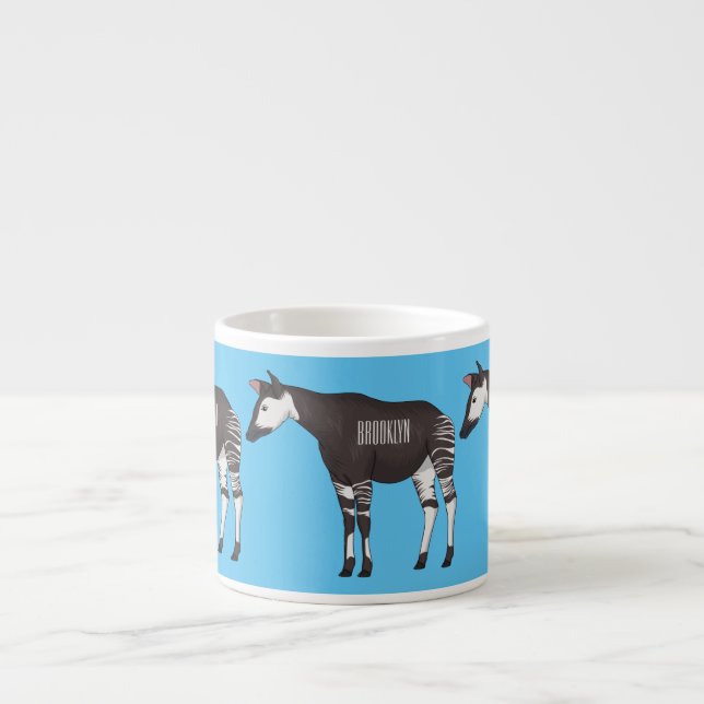 Okapi-illustration av tecknad espressomugg (Framsidan)