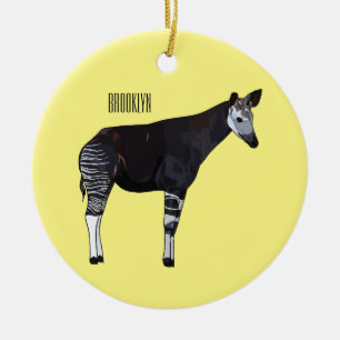 Okapi-illustration av tecknad julgransprydnad keramik