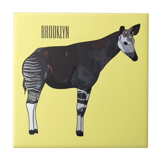 Okapi-illustration av tecknad kakelplatta (Framsidan)