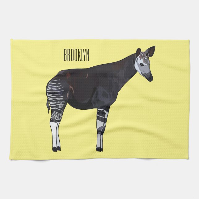 Okapi-illustration av tecknad kökshandduk (Horisontell)