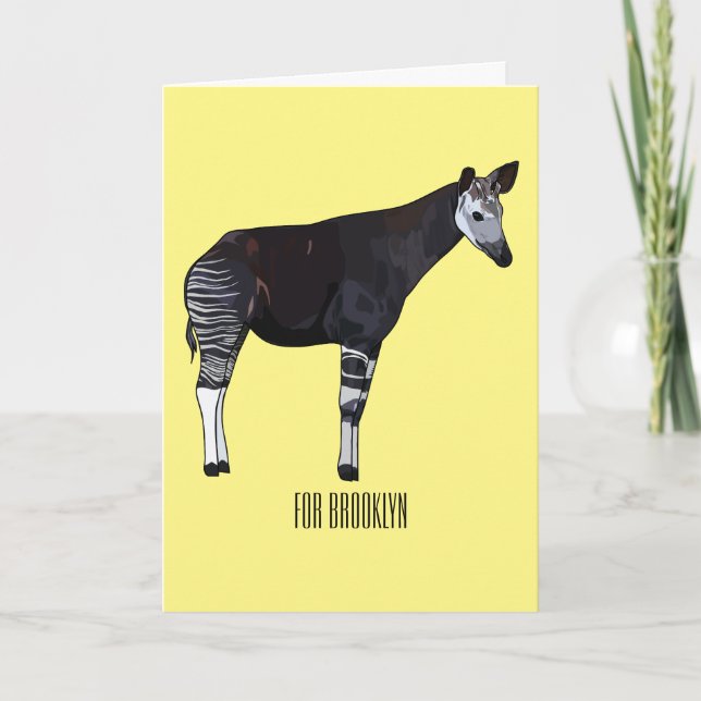 Okapi-illustration av tecknad kort (Framsida)