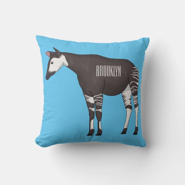 Okapi-illustration av tecknad kudde (Framsida)