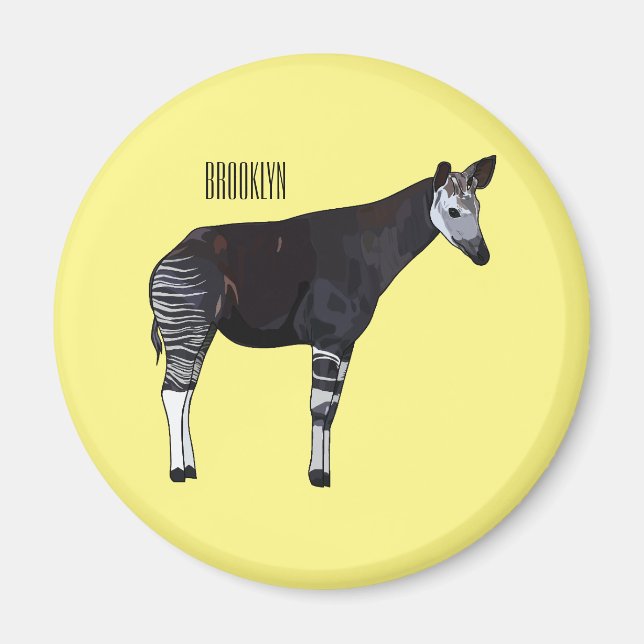 Okapi-illustration av tecknad magnet (Framsidan)