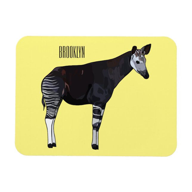 Okapi-illustration av tecknad magnet (Horisontell)