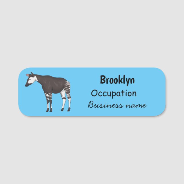 Okapi-illustration av tecknad namnbricka (Framsida)