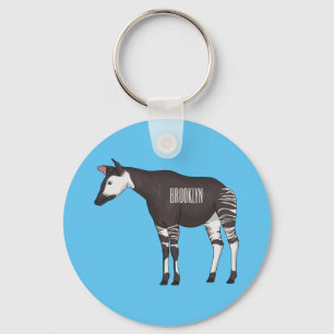 Okapi-illustration av tecknad nyckelring