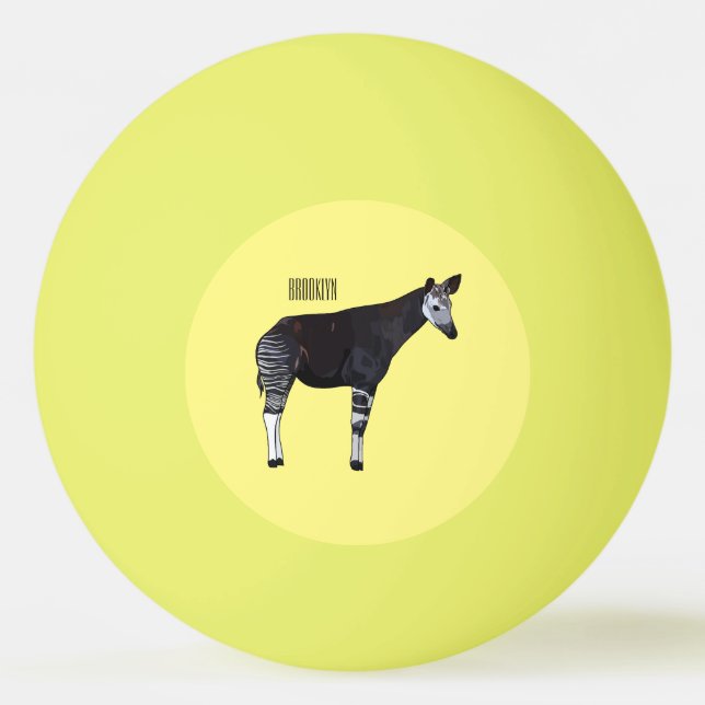 Okapi-illustration av tecknad pingisboll (Framsidan)