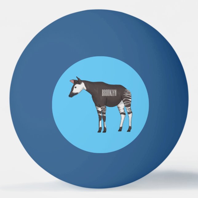 Okapi-illustration av tecknad pingisboll (Framsidan)