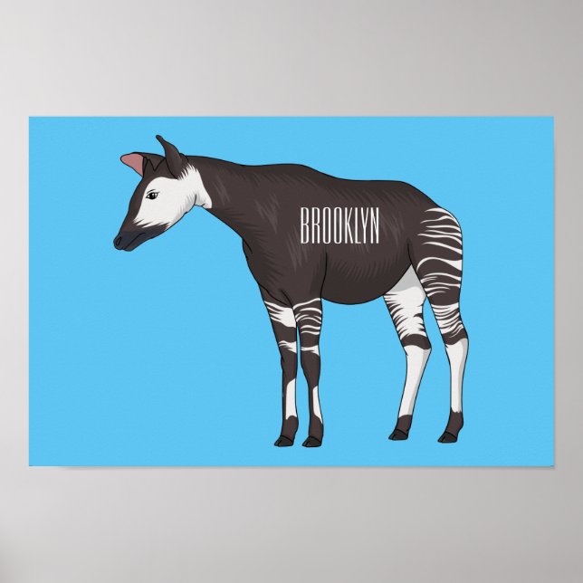 Okapi-illustration av tecknad poster (Framsidan)