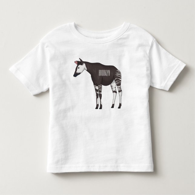 Okapi-illustration av tecknad t shirt (Framsida)