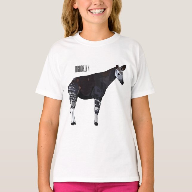 Okapi-illustration av tecknad t shirt (Framsida)