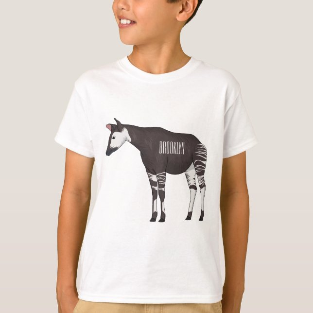 Okapi-illustration av tecknad t shirt (Framsida)