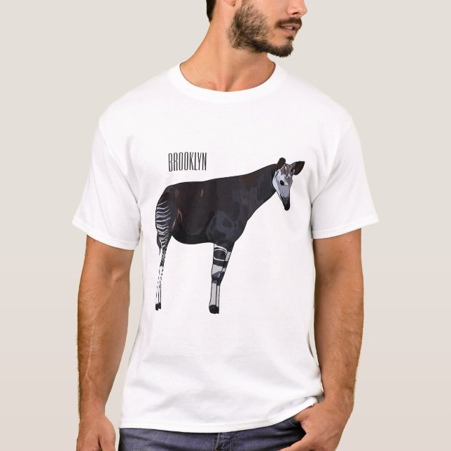 Okapi-illustration av tecknad t shirt (Framsida)