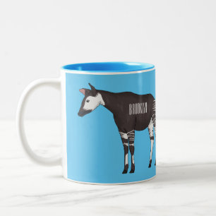 Okapi-illustration av tecknad Två-Tonad mugg