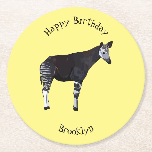 Okapi-illustration av tecknad underlägg papper rund (Framsidan)