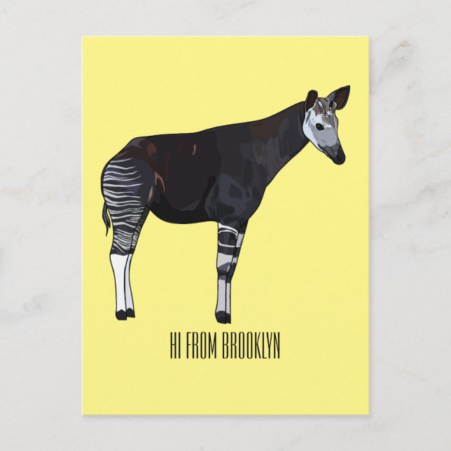 Okapi-illustration av tecknad vykort (Framsida)