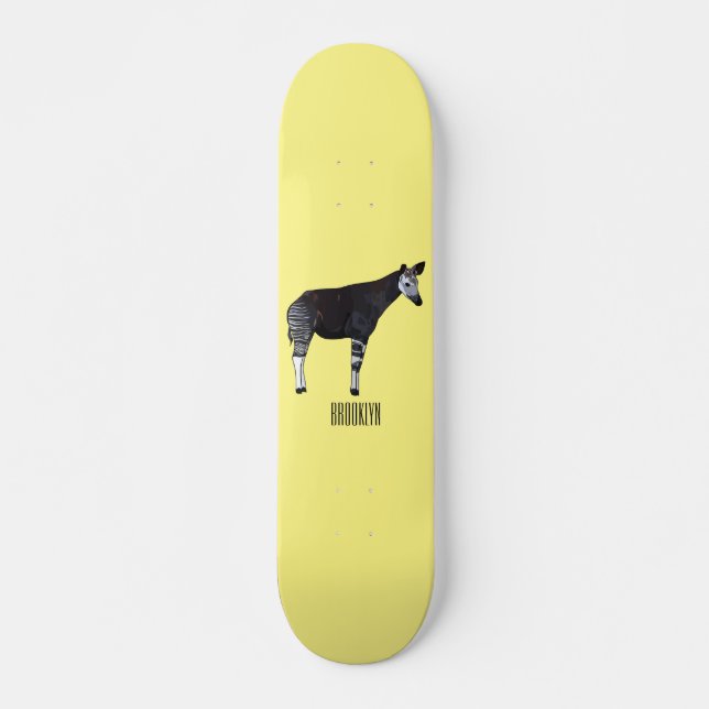 Okapi serieillustration mini skateboard bräda 18,5 cm (Framsida)